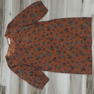 BOUTIQUE FOREVER 21 WOMENS LADIES BROWN FLORAL DRESS SIZE MEDIUM E124